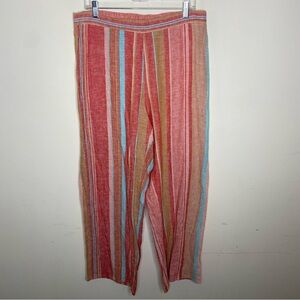 Versona Size Large 51% Linen and 49% Viscose Vertical Colorful Striped Pants